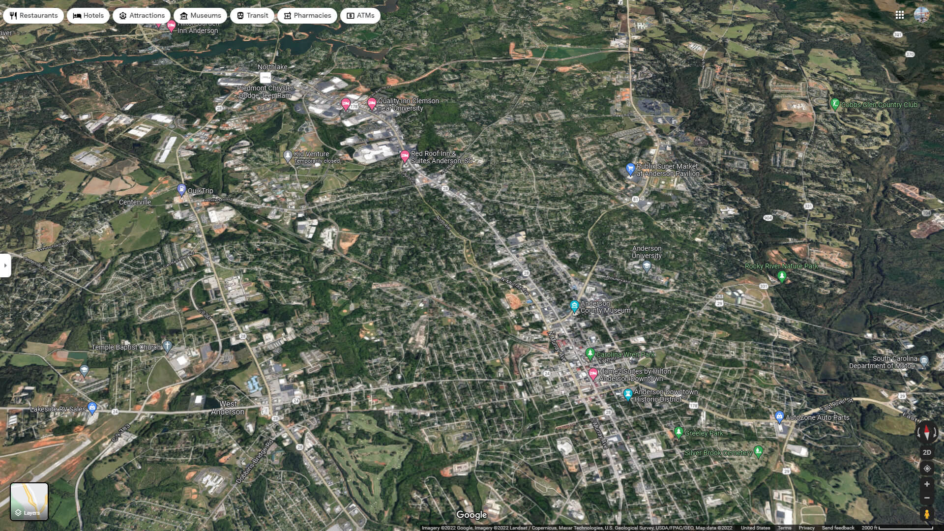 Anderson Aerial Map South Carolina